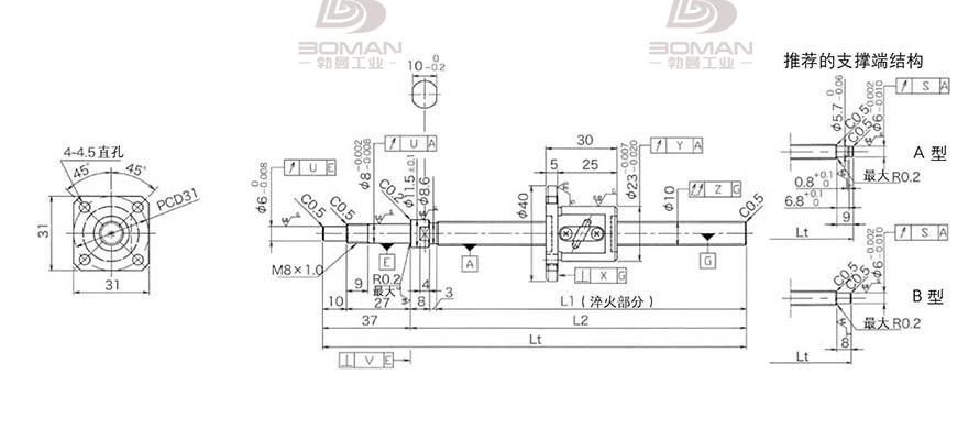 KURODA GP1002DS-EAFR-0210B-C3S 黑田精工丝杆底座安装