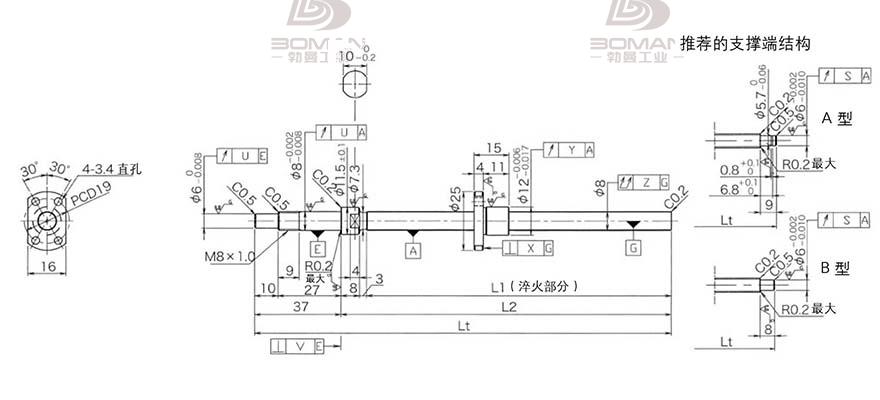 KURODA DP0801JS-HDNR-0180B-C3S 黑田精工丝杆 C3F