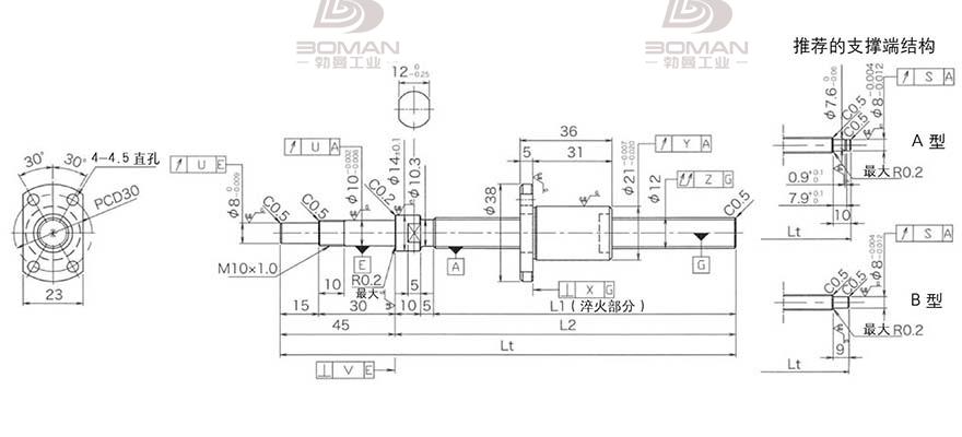 KURODA DP1203JS-HDPR-0400B-C3S 黑田丝杆型号含义对照表